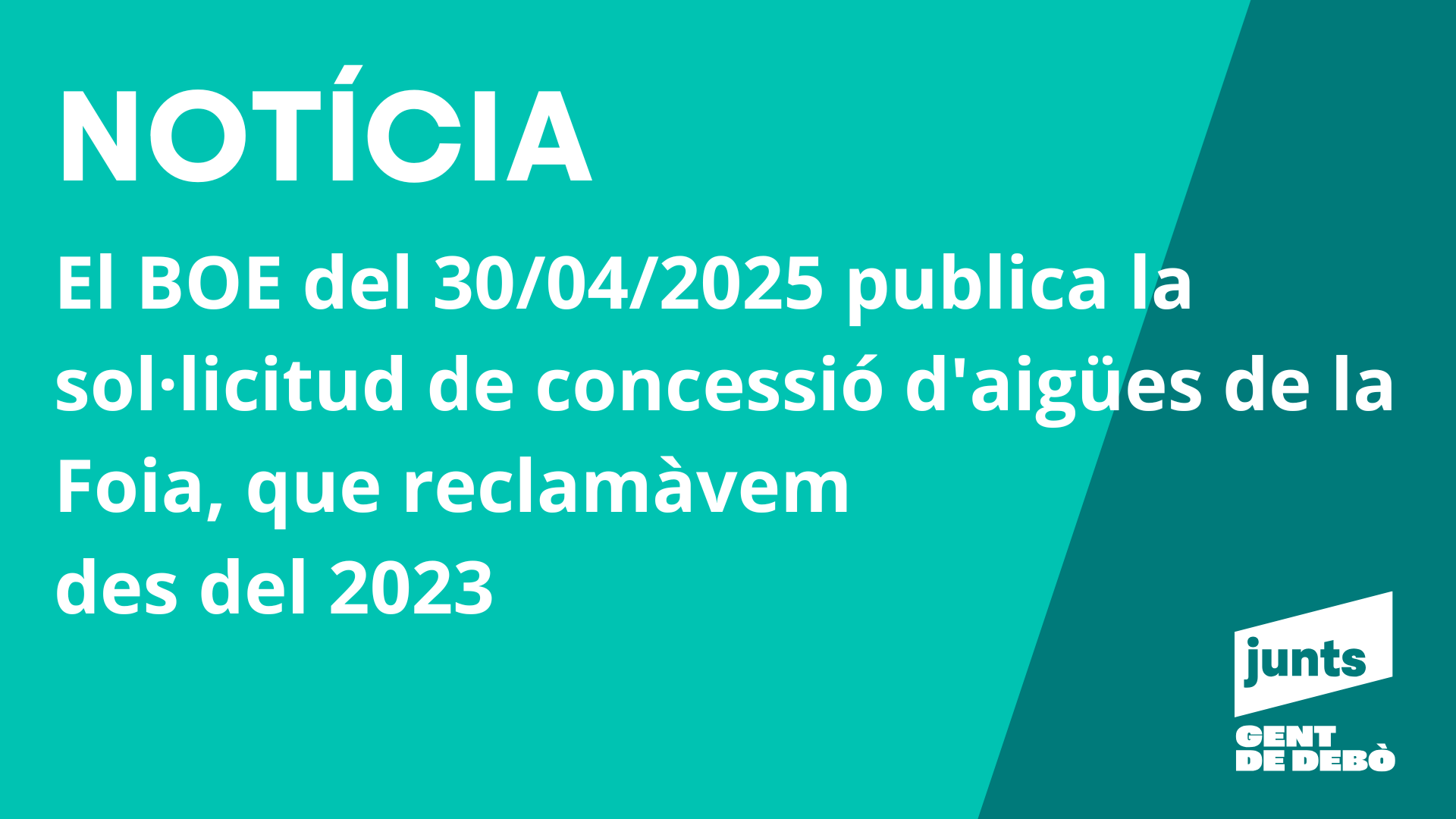 El BOE publica la sol·licitud de concessió d'aigües de la Foia, que ...