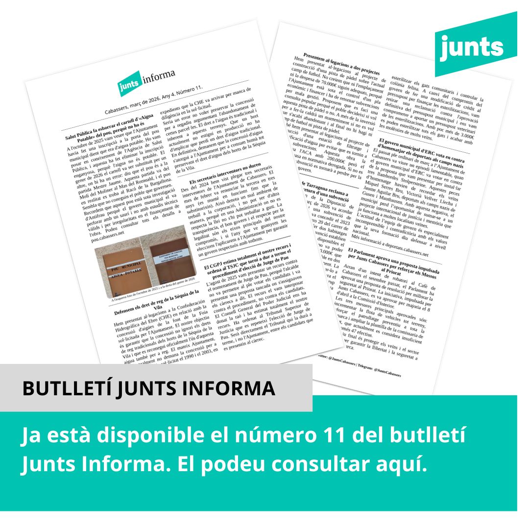 Butlletí Junts Informa núm. 11, març de 2026