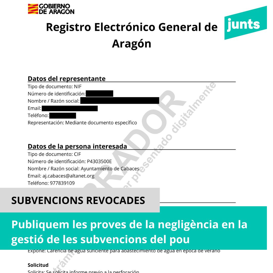 L’Ajuntament té l’obligació de reclamar als responsables del projecte del pou els 121.500 € de les subvencions perdudes